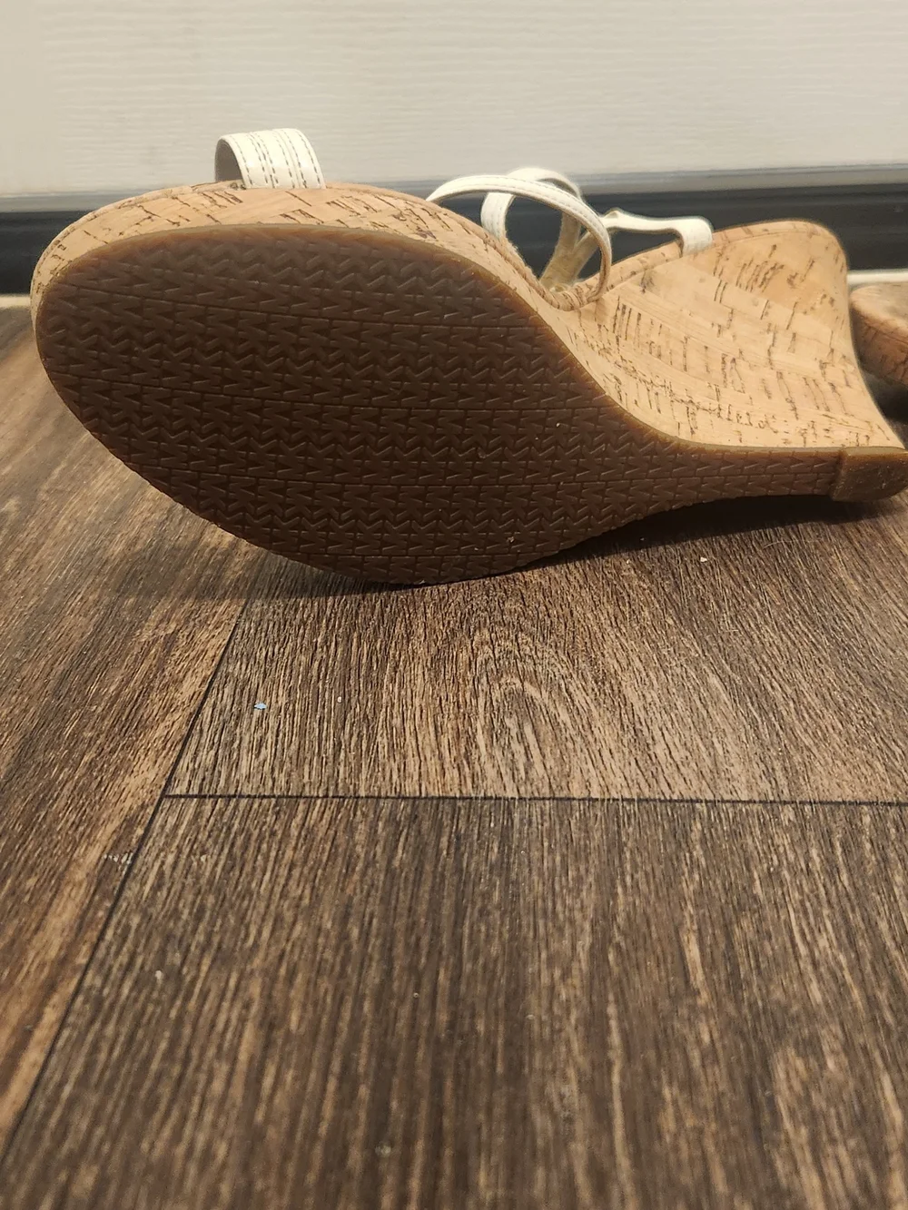 Michael Kors White Strappy Cork Wedge Sandals